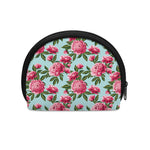 Pink Peony Pattern Print Coin Purse