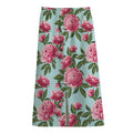 Pink Peony Pattern Print Cotton Front Slit Maxi Skirt