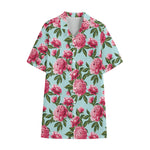 Pink Peony Pattern Print Cotton Hawaiian Shirt