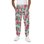 Pink Peony Pattern Print Cotton Pants