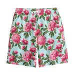 Pink Peony Pattern Print Cotton Shorts