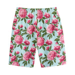 Pink Peony Pattern Print Cotton Shorts