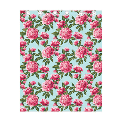 Pink Peony Pattern Print Curtain