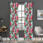Pink Peony Pattern Print Curtain