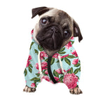 Pink Peony Pattern Print Dog Zip Up Hoodie