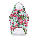 Pink Peony Pattern Print Dog Zip Up Hoodie