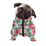 Pink Peony Pattern Print Dog Zip Up Jacket
