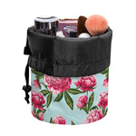 Pink Peony Pattern Print Drawstring Makeup Bag