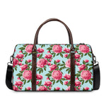 Pink Peony Pattern Print Duffle Bag