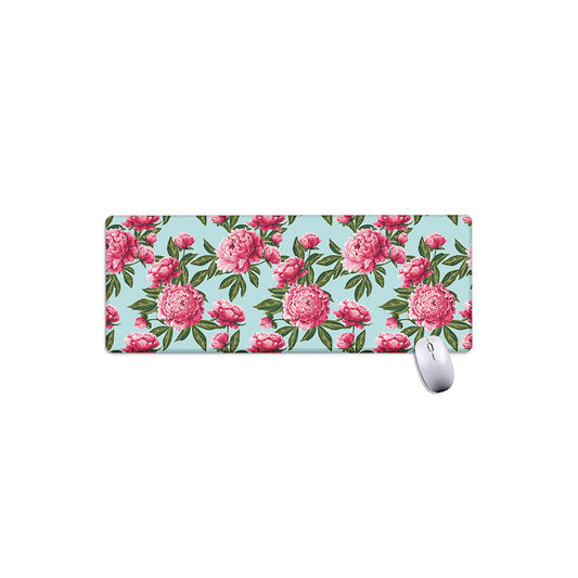 Pink Peony Pattern Print Extended Mouse Pad