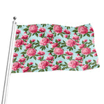Pink Peony Pattern Print Flag