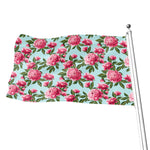 Pink Peony Pattern Print Flag