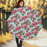 Pink Peony Pattern Print Foldable Umbrella