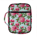 Pink Peony Pattern Print Front Pocket Bible Bag