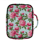 Pink Peony Pattern Print Front Pocket Bible Bag