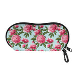 Pink Peony Pattern Print Glasses Case
