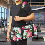 Pink Peony Pattern Print Gym Bag
