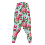 Pink Peony Pattern Print Hammer Pants