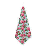 Pink Peony Pattern Print Hand Towel
