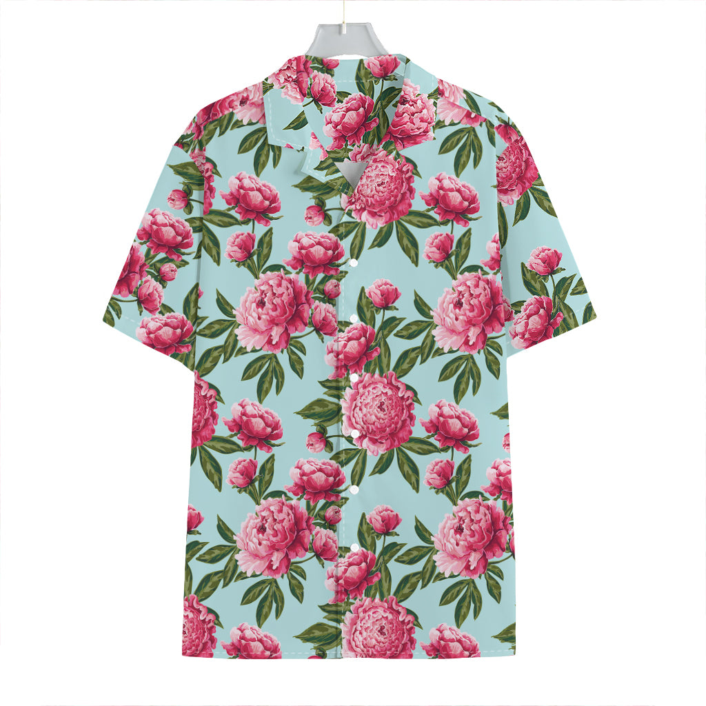 Pink Peony Pattern Print Hawaiian Shirt