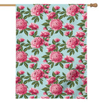 Pink Peony Pattern Print House Flag