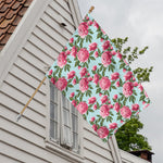 Pink Peony Pattern Print House Flag