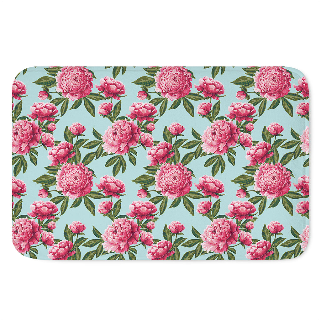 Pink Peony Pattern Print Indoor Door Mat