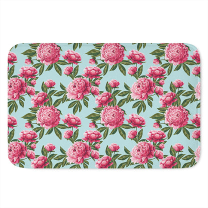 Pink Peony Pattern Print Indoor Door Mat