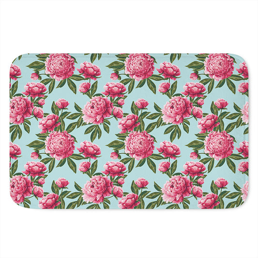 Pink Peony Pattern Print Indoor Door Mat