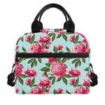 Pink Peony Pattern Print Insulated Lunch Bag