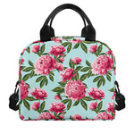 Pink Peony Pattern Print Insulated Lunch Bag