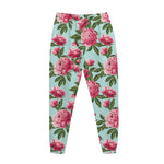 Pink Peony Pattern Print Jogger Pants