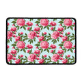 Pink Peony Pattern Print Kitchen Mat