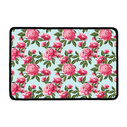 Pink Peony Pattern Print Kitchen Mat