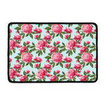 Pink Peony Pattern Print Kitchen Mat