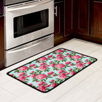Pink Peony Pattern Print Kitchen Mat