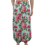 Pink Peony Pattern Print Lantern Pants