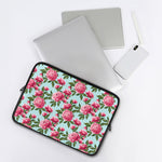 Pink Peony Pattern Print Laptop Sleeve