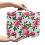 Pink Peony Pattern Print Leather Bible Cover