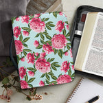 Pink Peony Pattern Print Leather Bible Cover