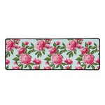 Pink Peony Pattern Print Long Kitchen Mat