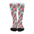 Pink Peony Pattern Print Long Socks