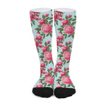 Pink Peony Pattern Print Long Socks