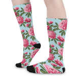 Pink Peony Pattern Print Long Socks