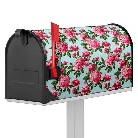 Pink Peony Pattern Print Mailbox Cover