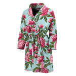 Pink Peony Pattern Print Men's Bathrobe