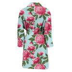Pink Peony Pattern Print Men's Bathrobe