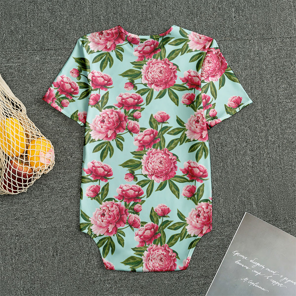 Pink Peony Pattern Print Men's Bodysuit