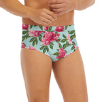 Pink Peony Pattern Print Men's Briefs