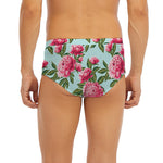 Pink Peony Pattern Print Men's Briefs